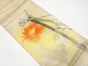 アンティーク　引箔手描き花模様袋帯（材料）